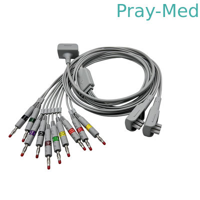 acheter L'électrocardiogramme de Nalong de connecteur de la banane 4,0 câblent des fils de connexion de la veste 10 du gris TPU de 3.6m fabrication en ligne