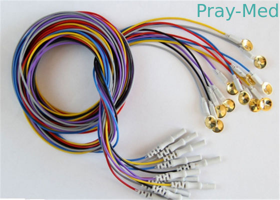 acheter Câbles colorés d'EEG avec le ruban plaquant des électrodes de tasse protégeant le fil facultatif fabrication en ligne