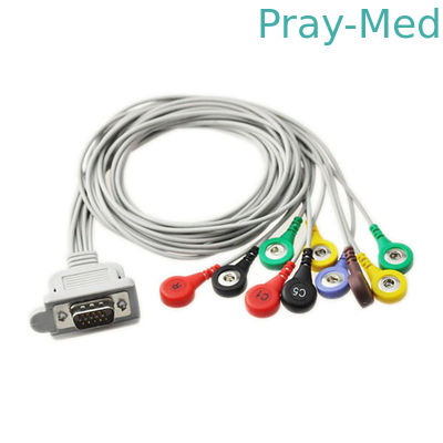 acheter électrocardiogramme patient Holter Cable Snap Plug d'avance du câble 10 de TPU 90cm ECG fabrication en ligne