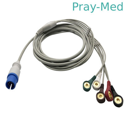 acheter 5 physio- câble d'Ecg de contrôle des avances 6pin MEK avec l'extrémité instantanée de pincement fabrication en ligne