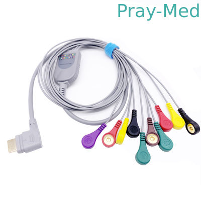 acheter 10 fournitures médicales du gris TPU de câbles de Holter Length 1.1m ECG d'avance fabrication en ligne