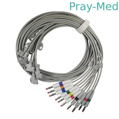acheter Câble 10 d'électrocardiogramme de connecteur de la banane 4,0 fil de connexion la veste du gris TPU de 3.6m fabrication en ligne