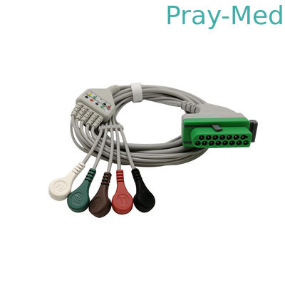 Câble ECG à connexion directe compatible 15 broches 3 dérivations/5 dérivations AHA 3,6 m Fukuda Denshi