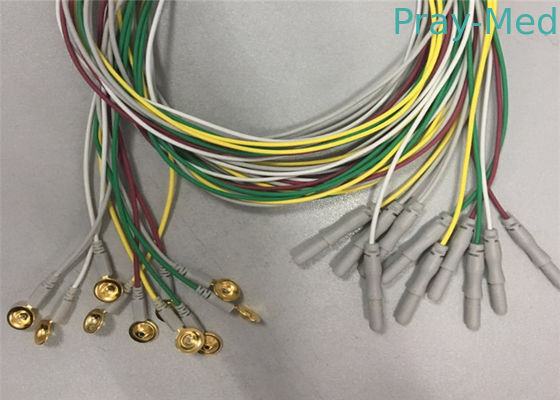 Les électrodes plaquées d'or EEG câble le matériel de câble de la longueur TPU de 1.2m/de 1.5m