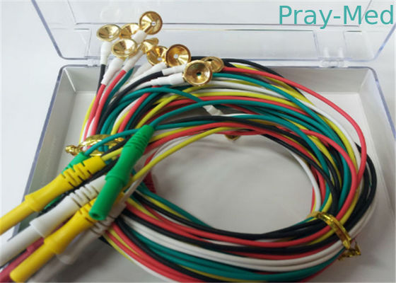 câbles de 1.5m TPU EEG avec le connecteur des électrodes 2.0mm d'en cuivre de placage à l'or