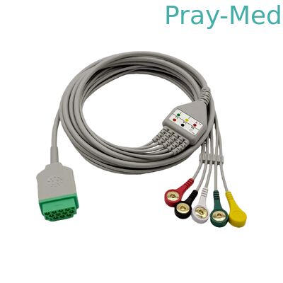 Les câbles de GE Ecg de patient, 5 mènent la norme d'une seule pièce de la CE de câble de GE ECG/OIN
