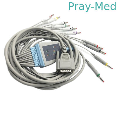 Câble de Goldway/Nihon Kohden Ecg, Pin du DB 15 de câble de diamètre Mindray Ecg de 5.0mm