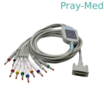 Câble AT1/2 d'électrocardiogramme de Schiller avec le long diamètre du connecteur mâle du DB 15 de vis 5.0mm