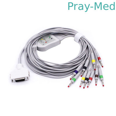 Câble d'une seule pièce de Fukuda Denshi ECG, câble durable d'Ecg de connecteur mâle du DB 15